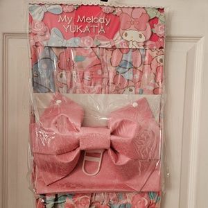 Brand New Sold Out MyMelody Pink Bow Print Yukata Obi